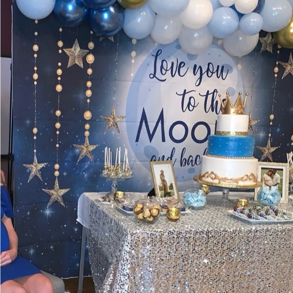 Elegant Blue and Gold Party Decoration Set